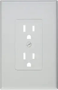 TayMac 1-Gang Decorator Cover, Grounded Duplex, White, 5-Pack