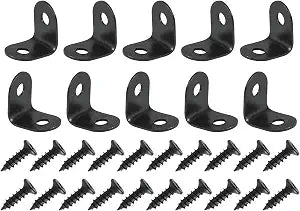 DTGN 0.47"x0.47"x0.35"(LxWxH) L Bracket Corner Braces -12Pack- Good for Mending Wooden Furniture - Metal Right Angle Brackets W/Screws - Black