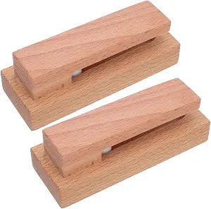 POPETPOP Solid Wood Towel Holder 2-Pack Punch-Free Wall Hooks for Bathroom and Kitchen Compact 4.92X1.69X1.57 Inch Towel Rack Organizer for Hanging Dishcloths and Hand Towels