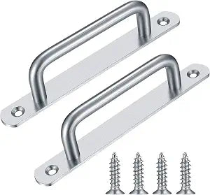 2 Pcs Barn Door Handles, Sliding Door Pull Handles, Stainless Steel Closet Cabinet Door Handles Pulls with Plates for Cupboard Cabinet Wardrobe Drawer Shed Pull Handles, 192mm/7.56 inch - Silver