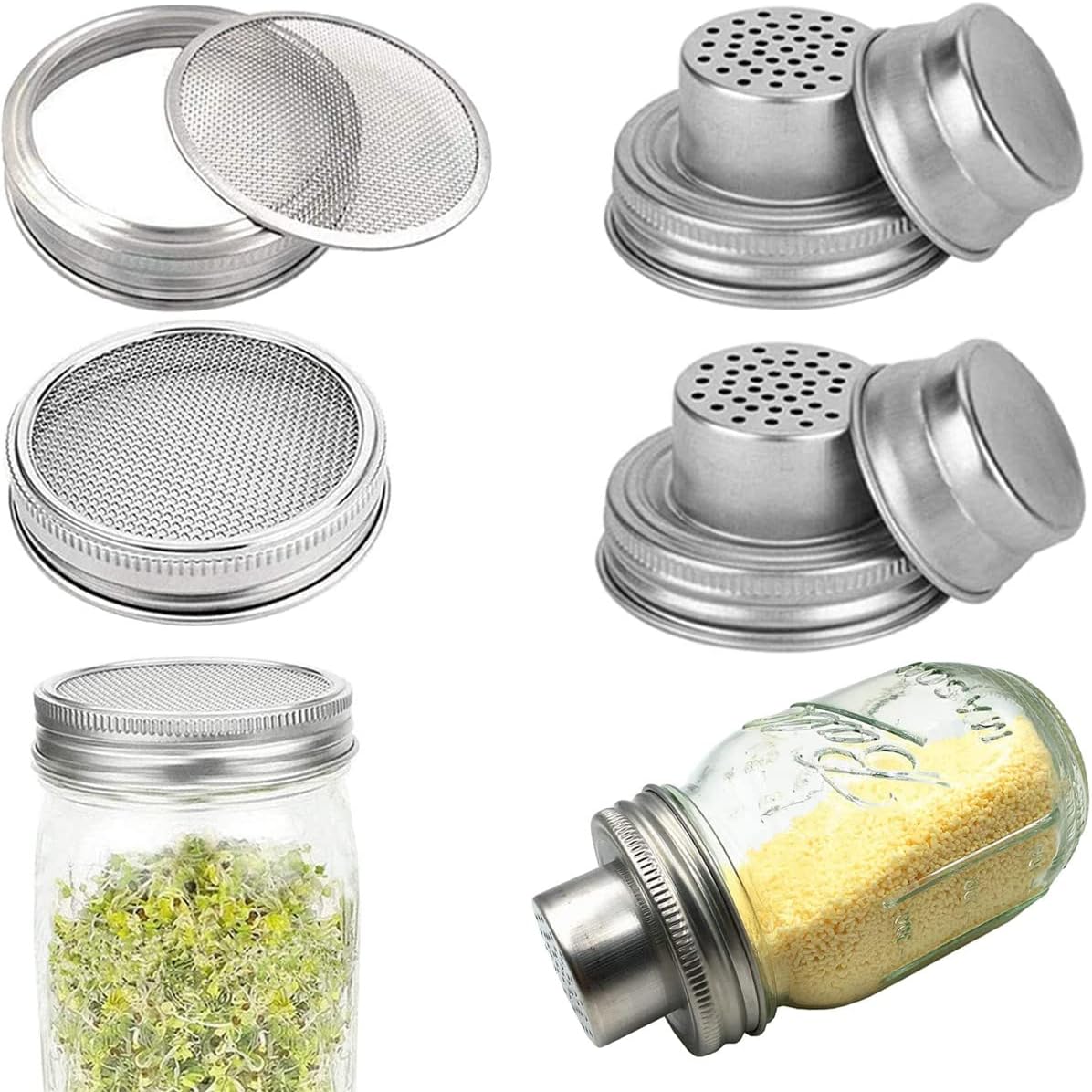 Mesh Strainer Shakers Sprouting Lids for Mason Jar Sprouts Growing Kit