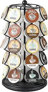 Nifty K Cup Holder  Compatible with K-Cups, Coffee Pod Carousel | 35 K Cup Holder, Spins 360-Degrees, Lazy Susan Platform, Modern Black Design, Home or Office Kitchen Counter Organizer