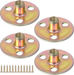 4 Sets Furniture Leg Mounting Plates 5/16 Furniture Leg Mounting Plates Three Hole Cylindrical Plate with 12 Screws Cylindrical Plate Nut T Nuts for Sofa Chair Cabinet Couch Strengthen Weak Feet