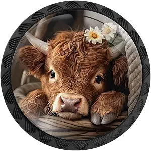 12 Pack Highland Cow Cabinet Knobs for Kitchen Bathroom