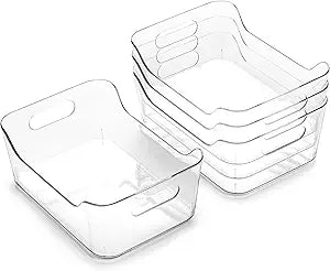BINO | Plastic Organizer Bins, X-Small - 4 Pack | THE SOHO COLLECTION | Multi-Use Organizer Bins | Pantry & Freezer Bin | Plastic Storage Containers | Bin for Home & Kitchen Org