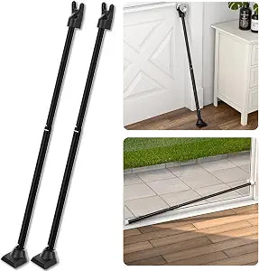 SecurityMan 2-in-1 Door Security Bar & Sliding Patio Door Security Bar (2 Pack) via Interchangeable Caps - Constructed of High Grade Iron - Black