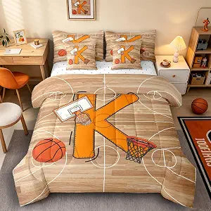 jejeloiu Basketball Comforter Set with Sheets 7 Piece Twin Size