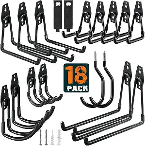 HUPBIPY 18 Pack Garage Hooks Heavy Duty, Wall Mount Ladder Hooks