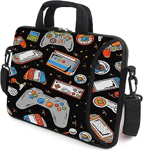 15.6" laptop sleeve chromebook case adjustable shoulder strap with handle accessory pocket (Games)