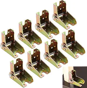 ABuff 8 Pack Self Lock Folding Hinge, 0-90 Degree Folding Leg Support Bracket, Foldable Locking Hinges for Folding Table Legs, Bed Leg, Workbench(Gold)
