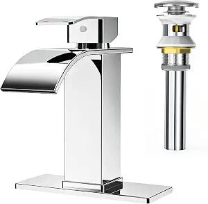 RUACQ Waterfall Bathroom Faucet, 1-Handle, Stainless Steel, Chrome