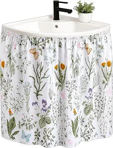 Sink Curtain Skirt,Self-Adhesive Waterproof for Bathroom Kitchen