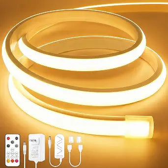 Lamomo COB LED Strip Lights 32.8ft, Warm White Dimmable Rope with Remote