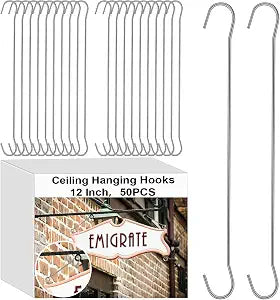 Zonon 50 Pcs 12 Inch C Ceiling Hook Double Ceiling Clip for Hanging Banners