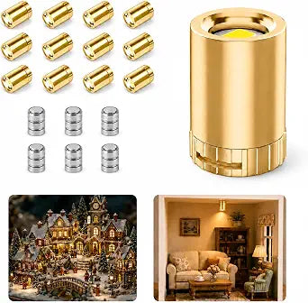 Gold Mini LED Lights, 12 Pack Battery Operated Mini Spotlights 3000K