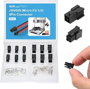 JRready Micro-Fit 3.0 4Pin Molex Connector Kit Dual Row 4 Circuits Crimp Terminal Pins Sockets 20-24AWG Compatible with Molex Micro Fit 3.0 43020-0401 43025-0400 6Sets ACTCRH6A04
