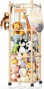 Stuffed Animal Storage Organizer, 54" Toy Organizer Tower with Wheels