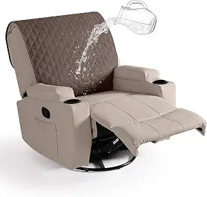 Ruoazz Waterproof Recliner Back Cover, Non-Slip Chair Covers, Brown