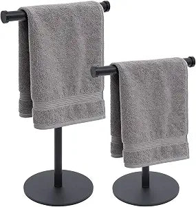 Hand Towel Stand, Hand Towel Holder for Bathroom Countertop Kitchen, 16.5IN Adjustable Retractable T-Shape Hand Towel Rack, Matte Black