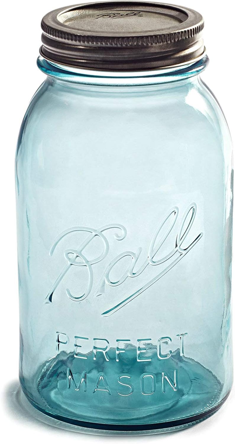 NEW! Limited Collector's Edition - Vintage Aqua/Blue BALL"PERFECT MASON" 32oz. Quart Jar - Turn-of-the-century Design (1910-1923)