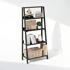 Furinno Ladder Display Shelf, 5-Tier Ladder Shelf, Ladder Bookshelf, Display Storage Shelves, 13 x 23.6 x 53.5, for Living Room, Home Office, Espresso