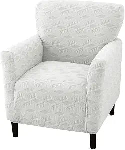 Stretch Modern Banquet Armchair Slipcover 1-Piece Accent Chair Covers with Arms Soft Chair Slipcovers for Living Room Armchair Furniture Protector Office Reception Reading Sofa (Off-White)