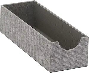 Household Essentials Grey 725-1 Deep Drawer Organizer Box for Storage | 12 in x 4 in x 3.13, Silver