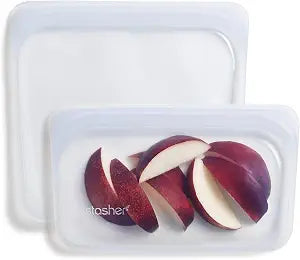 Stasher Reusable Silicone Food Storage Bags, Snack, Sandwich 2-Pack, Clear