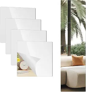 8 Pack 14x12 Inch Shatterproof Acrylic Mirror Tiles  Self-Adhesive, Unbreakable Wall Mirrors for Kids, Toddlers, Bedroom, Bathroom & Home Gym  Flexible, Safe & Easy Install