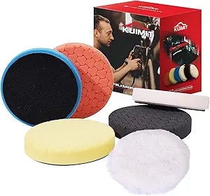 6" Buffing Polishing Pads, 6Pcs 6.5inch 150mm for 6 Inch Backing Plate, Compound Buffing Sponge Pads and Woolen Pads Cutting Polishing Pad Kit for Car Buffer Polisher (Honeycomb Structure)