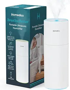 Homedics Portable Humidifier - Small Air Humidifiers, Matte White