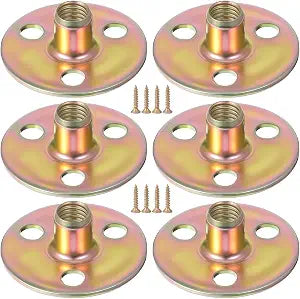 6 Sets Furniture Leg Mounting Plates 5/16 Furniture Leg Mounting Plates Three Hole Cylindrical Plate with 18 Screws Cylindrical Plate Nut T Nuts for Sofa Chair Cabinet Couch Strengthen Weak Feet