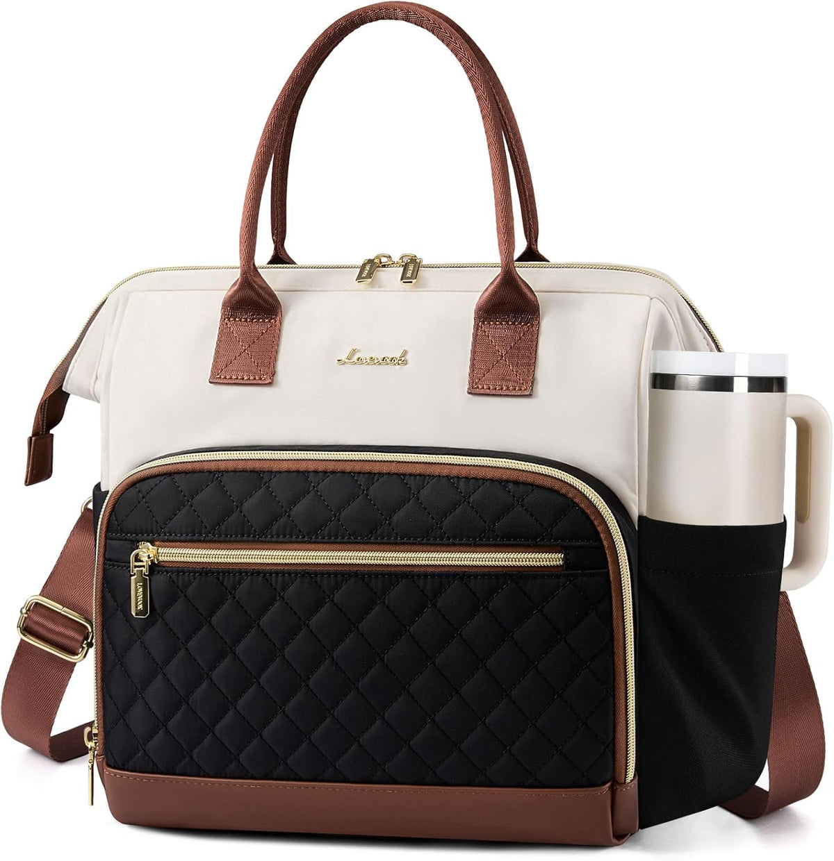 LOVEVOOK Lunch Bag Women, Insulated Lunch Box for Women with Cup Holder