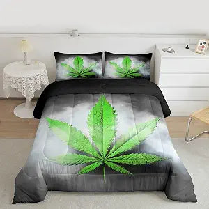 Erosebridal Leaves Comforter King Size, Leaf Bedding Set, Herb Botanical