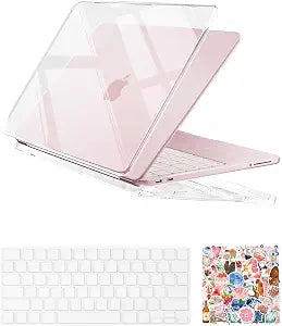 ProCase Clear Case for MacBook Neo 13 Inch 2026 Model A3404, Ultra-Thin Hard Shell Protective Laptop Cover with Keyboard Cover & 50 PCS Pink Stickers