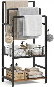 HOOBRO 3-Tier Freestanding Towel Rack with Storage Shelf for Bathroom