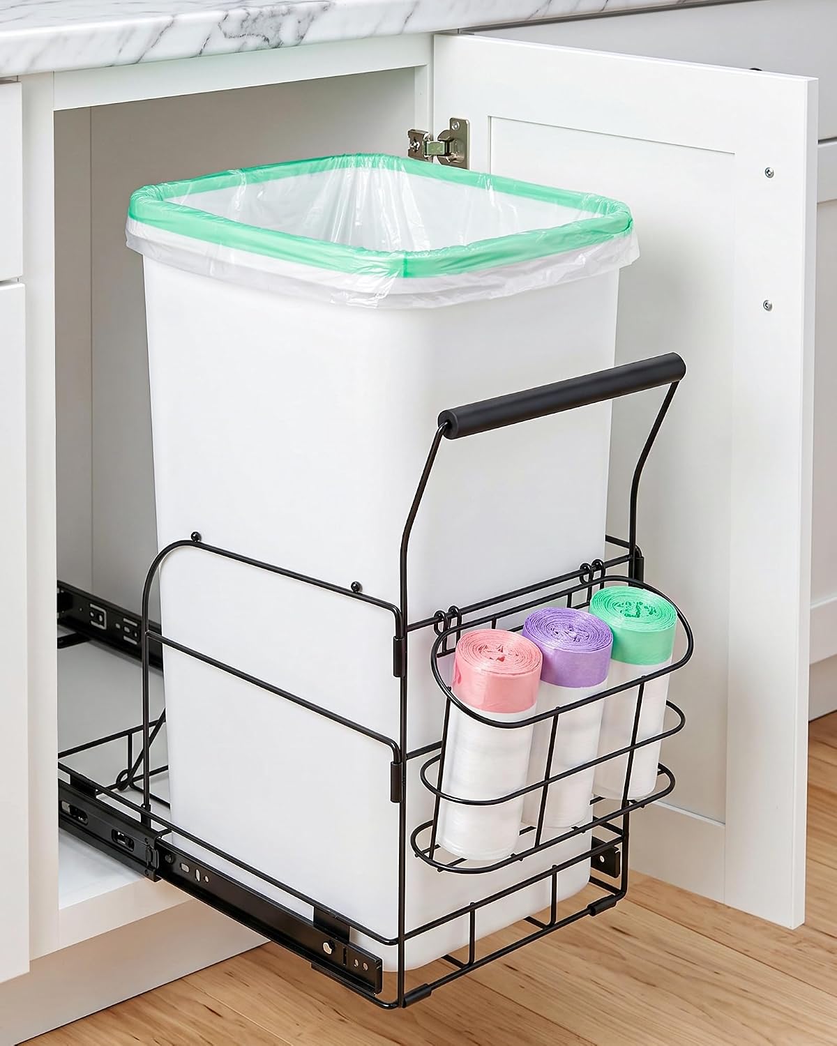 BS-VOG Pull Out Trash Can, Under Sink Sliding Rack, Bin Not Included