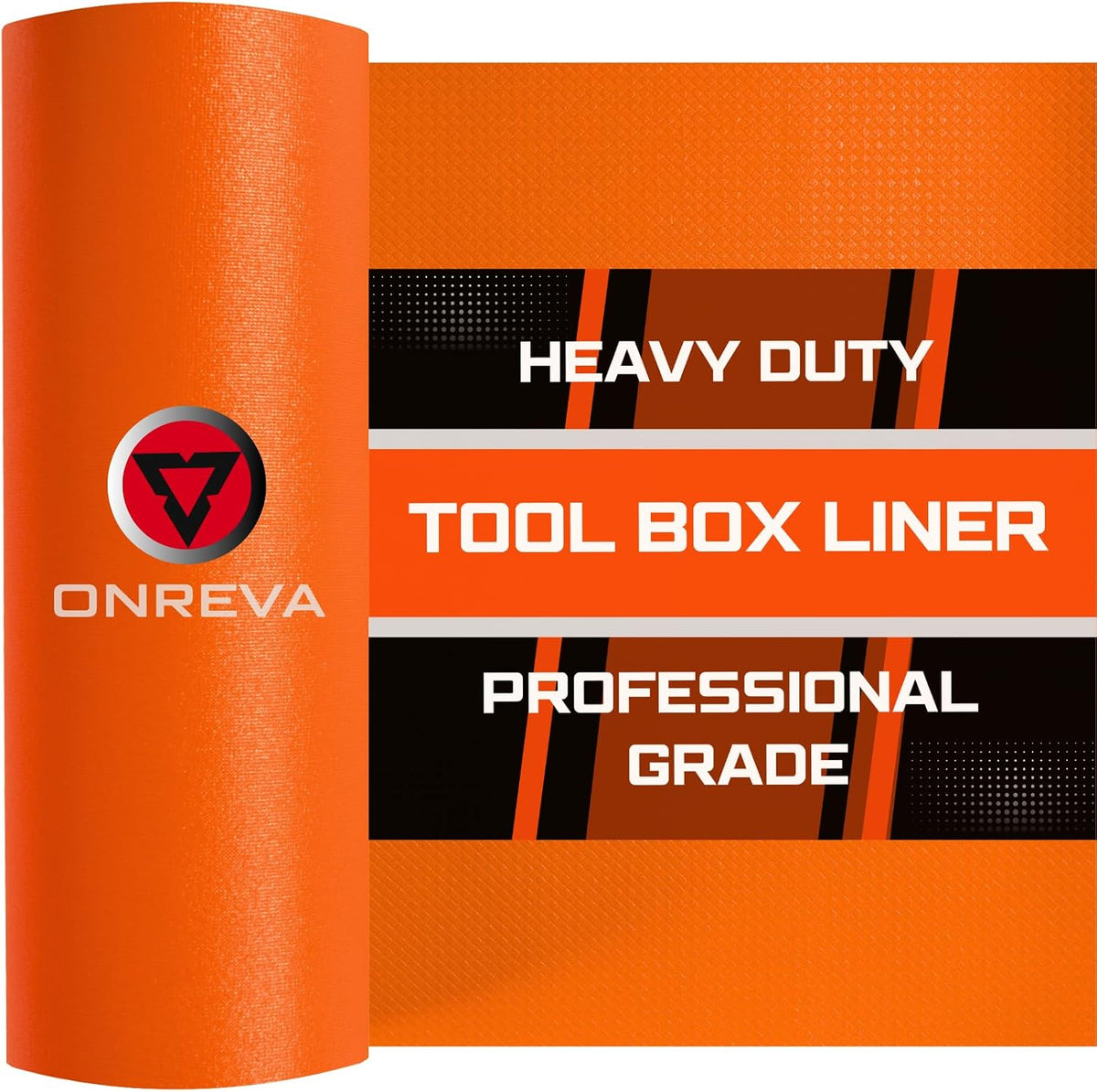 ONREVA Tool Box Liner 16" Wide x 18 Ft, 1/8" Thick Heavy Duty Toolbox Drawer Liners for Tool Chest Cabinet Workbench & Garage Shelf, Protective Non-Slip Mat for Mechanics & Workshops, Orange