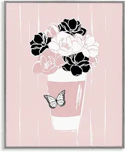Coffee Cup Floral Arrangement, 11 x 14 Inch Framed Gicle Print