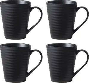 Oneida 895943 Ridge Black Mugs, Set Of 4