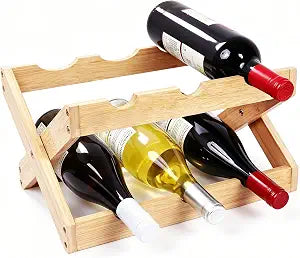 Bamboo Wine Rack 2-Tier 6 Bottles, Countertop Natural