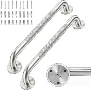 MrHAND Bathroom Safety Grab Bar for Senior, 2 Pack 18 inch, Knurled Brushed