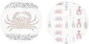 Pavilion Gift Company - Coastal - 8" Melamine Appetizer Plates Crab Lobster Beach Oceanfront Summer Vibrant Dinnerware