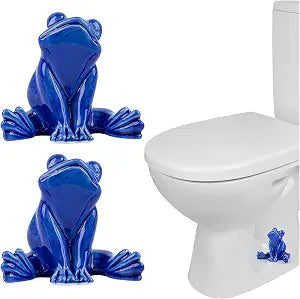 Framendino, 2 Pack Ceramic Frog-Shaped Decorative Caps  Cute Blue Frogs for Bathroom Accents