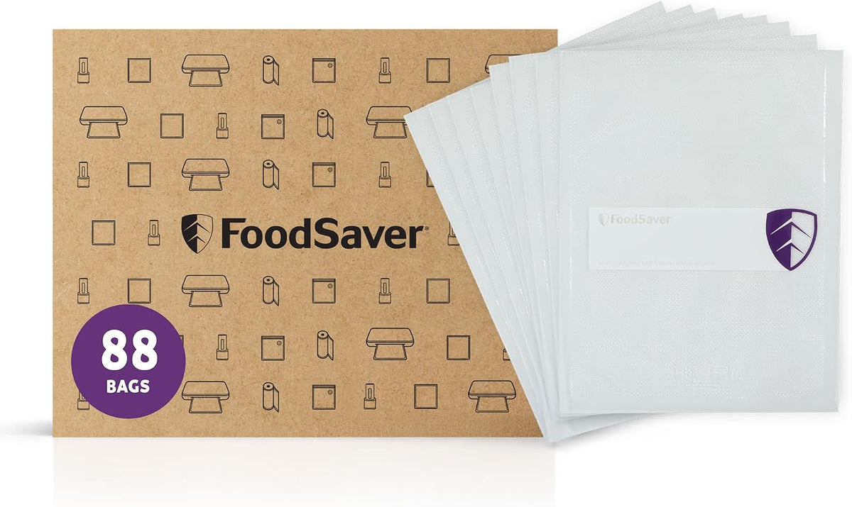 FoodSaver Heavy Duty Quart Vacuum Seal Bags, 88 Count 8" x 11" BPA-Free Freezer Bags, 30% Thicker for Food Storage, Sous Vide, and Meal Prep