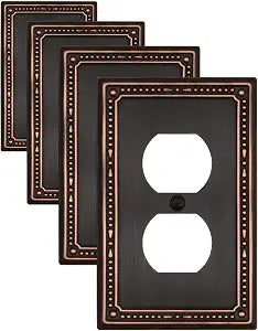 Switch Plates Outlet Covers, 4-Pack Aged Bronze Metal Wall Plates