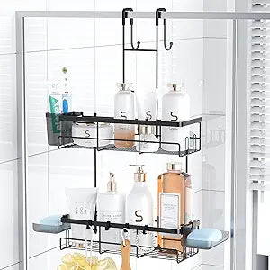 Over the Door Shower Caddy Hanging: No Drill Rustproof Shower Organizer