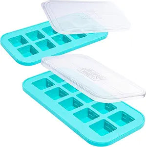 Souper Cubes 2 Tbsp Silicone Freezer Molds with Lids, Aqua, 2-Pack