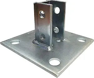 Newhouse Electric Steel Square Post Base Connector 3-in. Steel Angled Single Channel Strut Mounting Bracket for Mounting, Bracing, and Supporting 1-5/8-in. Standard B-Series Struts (PSTBSE)
