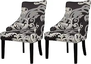 Lellen Wingback Side Chair Slipcover - Wingback Chair Covers with Pattern,Stretch Armless Wingback Chair Slipcover,Wingback Dining Chair Covers,Arm Chair Protector Cover for Room Home Decor 2PCS